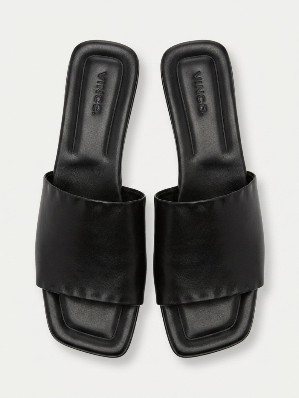 Vince Black Padded Square-Toe Slide Mules
